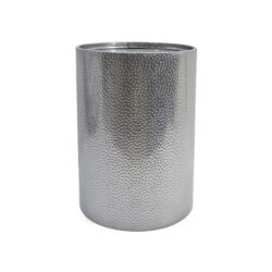 Modern Round Accent Table With Hammered Surface - Silver Iron Frame