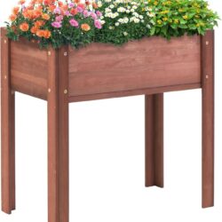 Raised Garden Bed With Legs, Elevated Planter Box For Outdoor Plants Flowers Fruits Vegetable Herb Growing - Coffee
