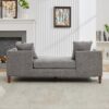 Chenille Upholstered Chaise Lounge With Nailheads And Rubberwood Legs, Wide Sleeper Sofa With 4 Throw Pillows & 2 Bolsters - Gray - Image 6