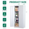 Heavy Duty Metal Garage Storage Cabinet, Steel Locking Cabinet With Adjustable Shelves - Brushed Nickel - Image 3