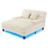 Chaise Bed Lounge Sofa Chair With Adjustable Backrest And LED Light Strip - Beige - Image 10