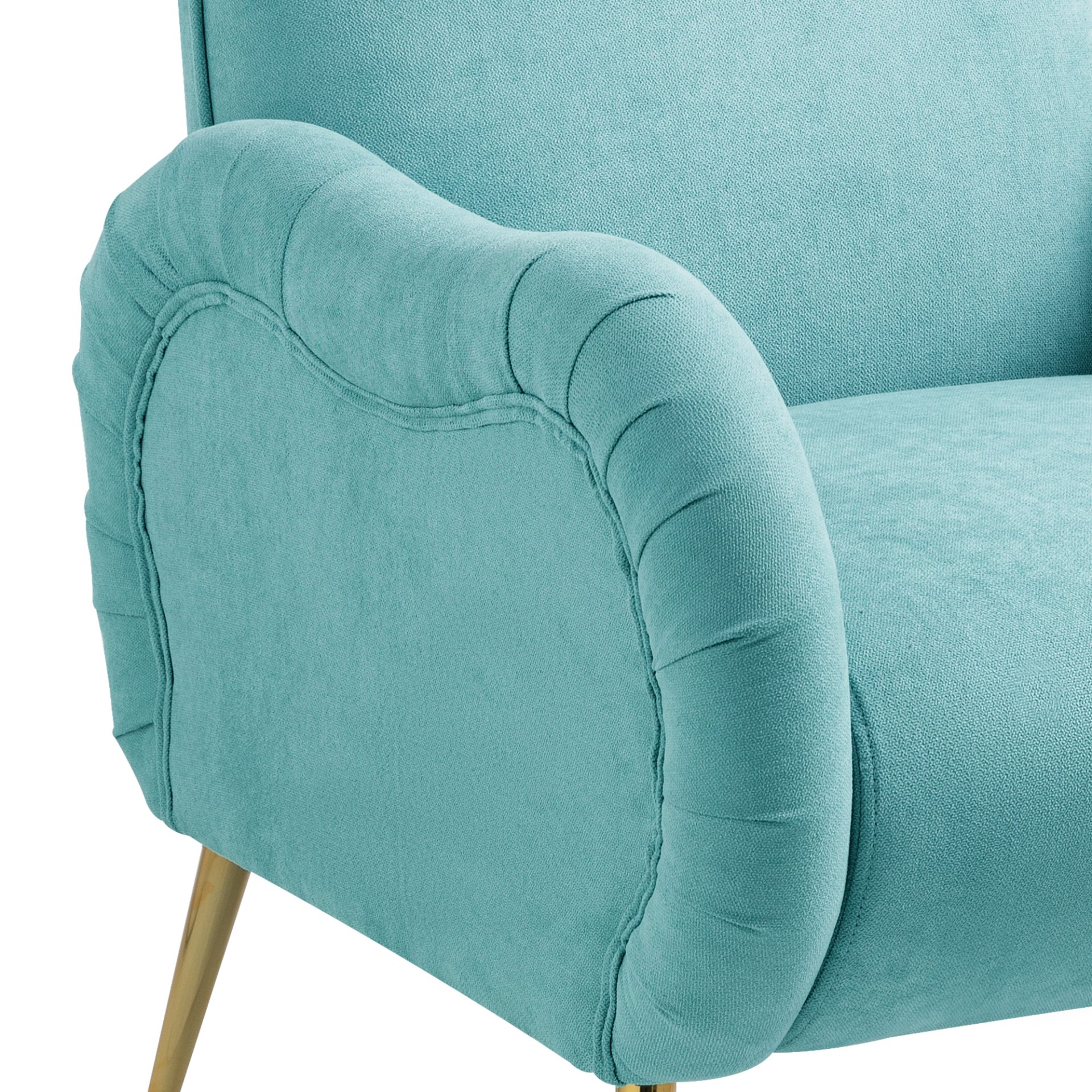 Modern Accent Chair With Metal Legs, Snowflake Fabric Armchair - Cyan - Image 13