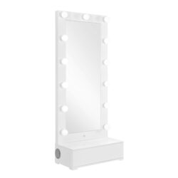 Elisa - Narrow Tall Mirror With Speaker And Drawer - White
