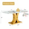 Modern Minimalist Dining Table With Imitation Marbled Glass Top And Legs For Kitchen And Living Room - Gold - Image 3