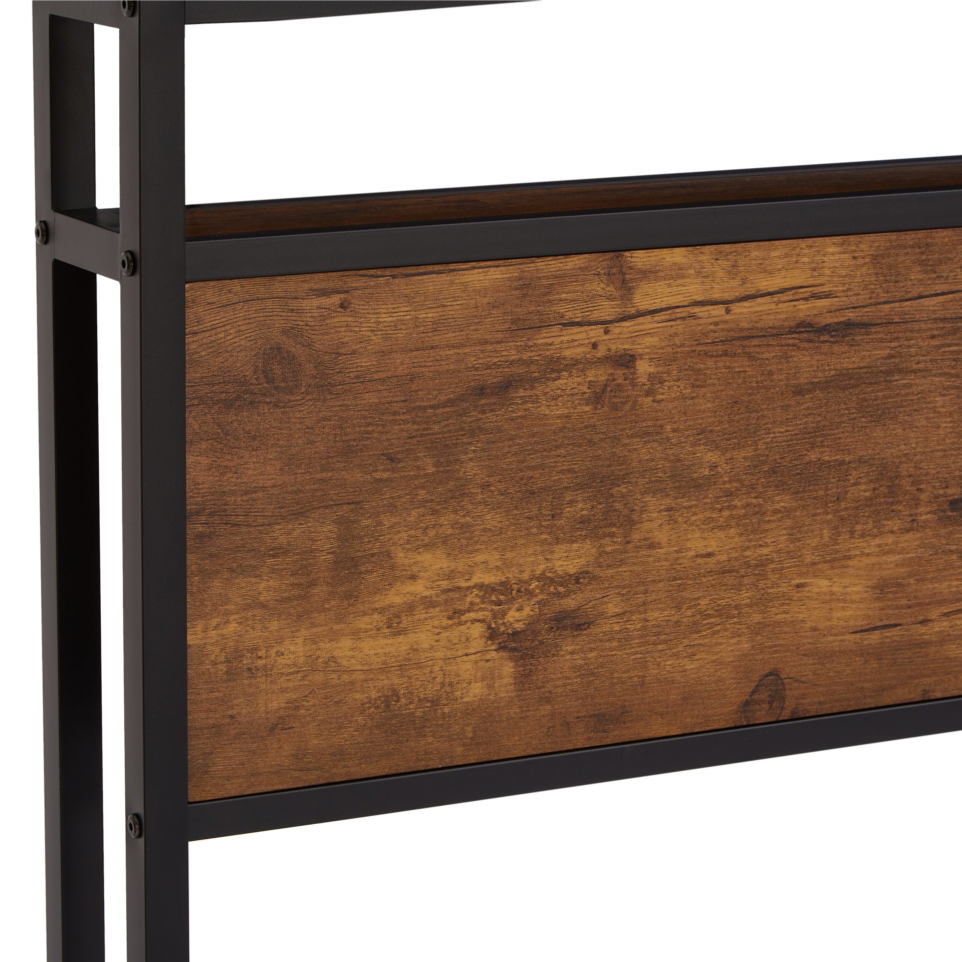 King Size Metal Platform Bed Frame With Wooden Headboard And Footboard With USB Liner, LED Lights, No Box Spring Needed, Large Under Bed Storage - Brown - Image 6