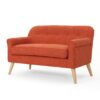 Classic Loveseat With Rolled Armrests And Button Tufting - Orange - Image 5