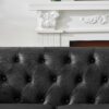 Chesterfield 3 And 2 Seater Sofa Set, High Tech Fabric, Roll Armrest, Upholstered Mid Century Modern Couch - Black - Image 14
