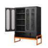 Modern Metal Shoe Cabinet With Double Sided Mesh Doors And Adjustable Partitions - Black - Image 18