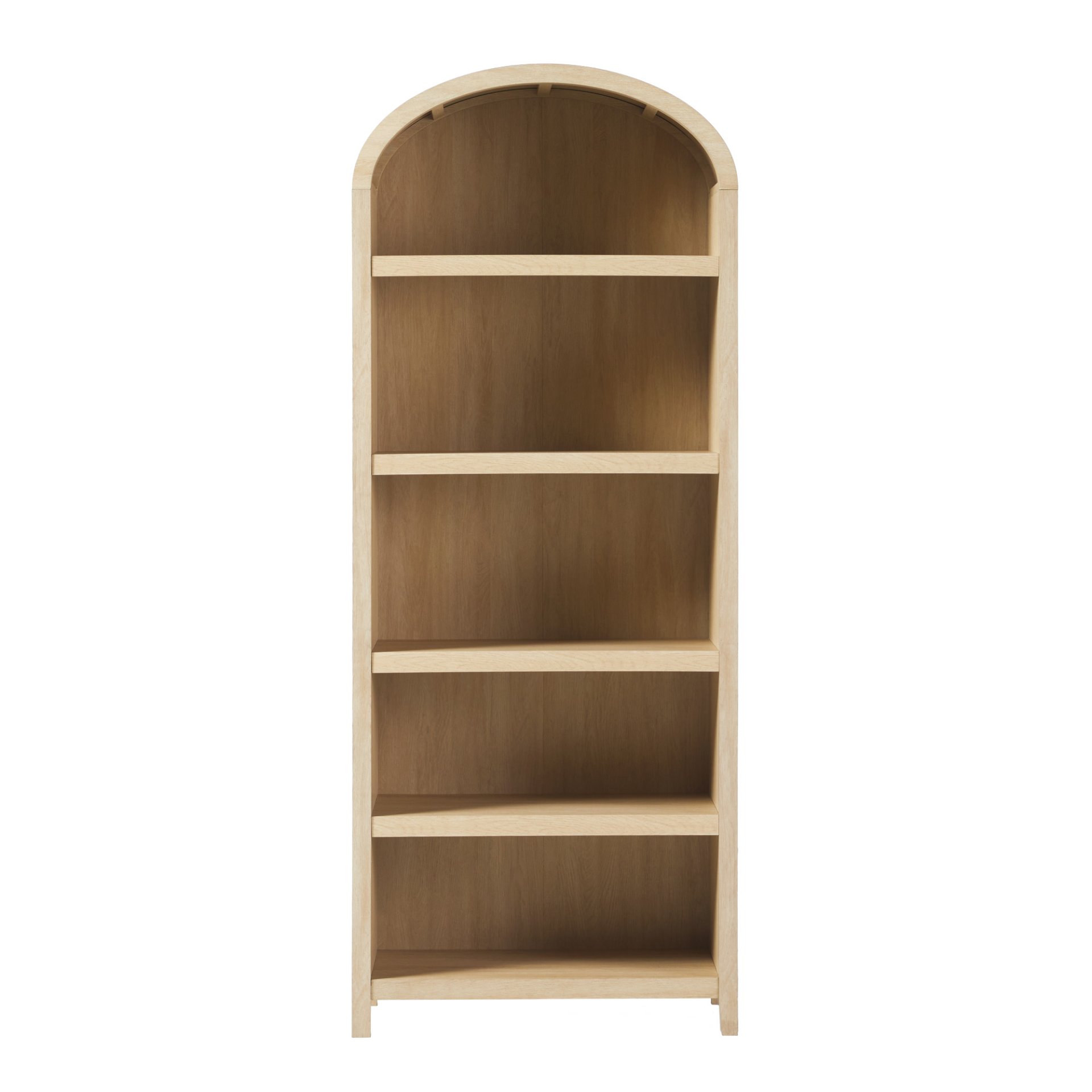 Modern 5 Shelf Open Arched Bookshelf - Oak - Image 2