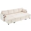 Sectional Sofa Pull Out Sofa Bed Versatile Sofa Sleeper With Large Storage Space, Two USB Ports And Two Cup Holders For Living Room - Beige - Image 24