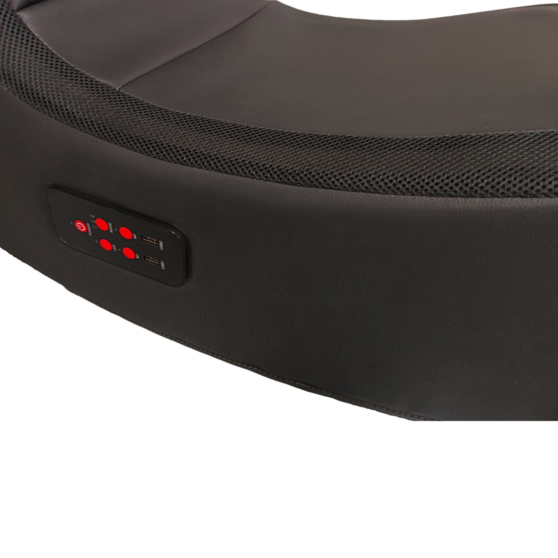 Foldable Gaming Chair With Onboard Speakers, LED Strip Lighting, Bluetooth, Vibration Massage, USB Charging Port - Black - Image 14