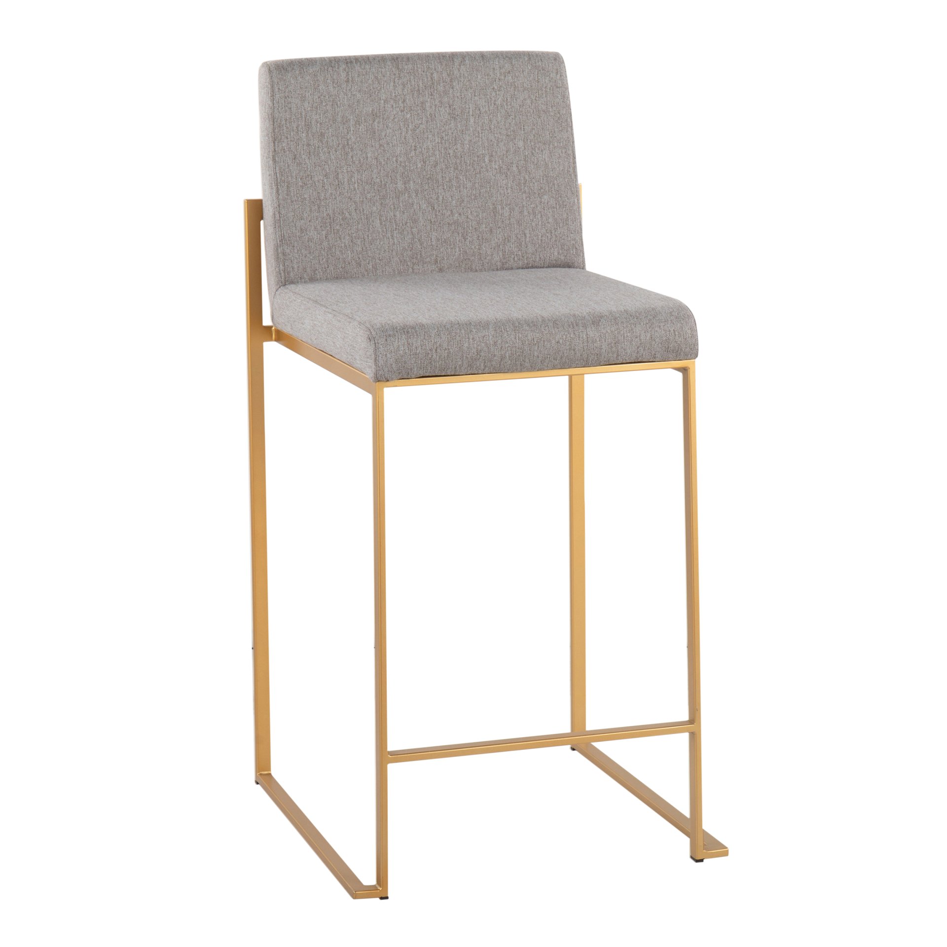 Fuji - Contemporary High Back Counter Stool (Set of 2) - Gray / Gold - Image 2