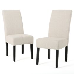 Upholstered Dining Chairs, Modern Fabric Dining Room Chair (Set of 2) - Beige