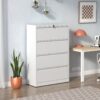 Modern Steel 4 Drawer Lateral File Cabinet With Lock, Metal Construction - Brushed Nickel - Image 2