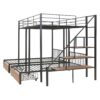 Full Over Twin-Twin Triple Bunk Bed With Drawers And Staircase - Black - Image 11