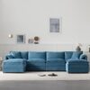 Modular Sectional With Deep And Wide Seat, U Shaped Cloud Couch Set With Double Cushions 6 Seat Sofa With Movable Ottomans Oversized - Blue - Image 6