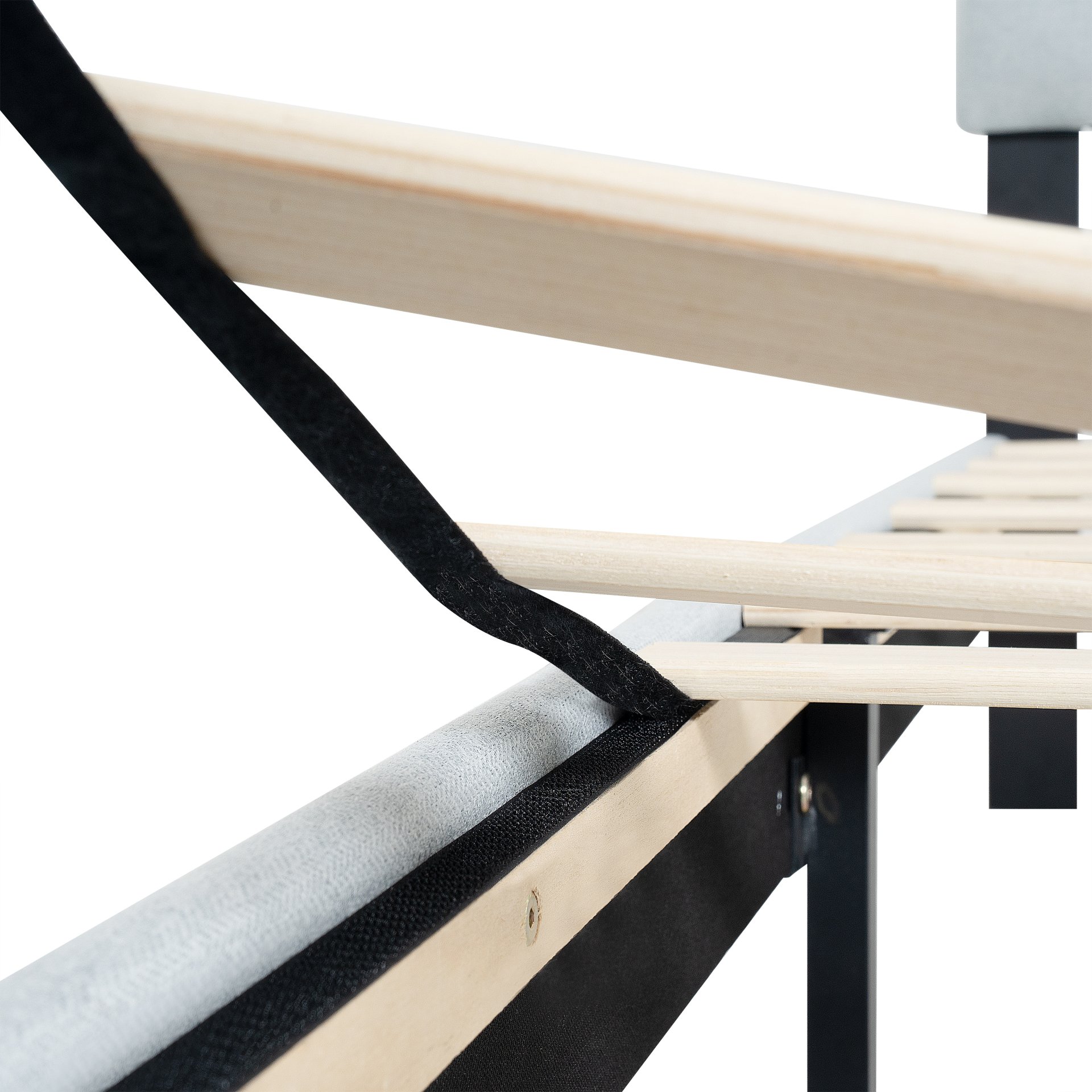 Modern Twin Size Upholstered Platform Bed Frame With Button Tufted Linen Fabric Headboard - Light Gray - Image 10