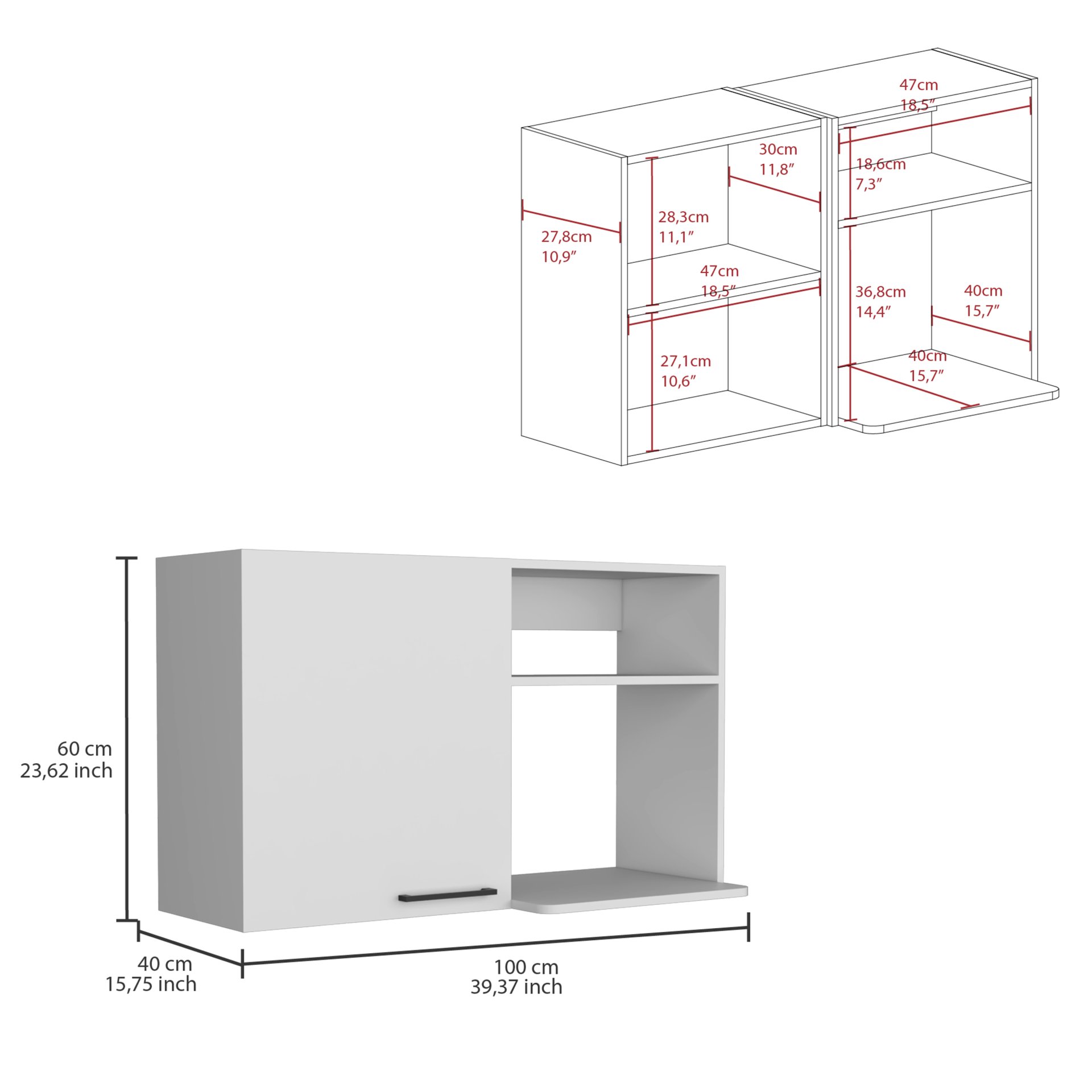 Burwood - Kitchen Wall Cabinet With 2 Doors And Shelves - White - Image 3