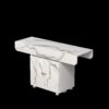 Versatile Marble Folding Dining Table With Storage Rack And Cabinet, 6 Wheels - White - Image 13