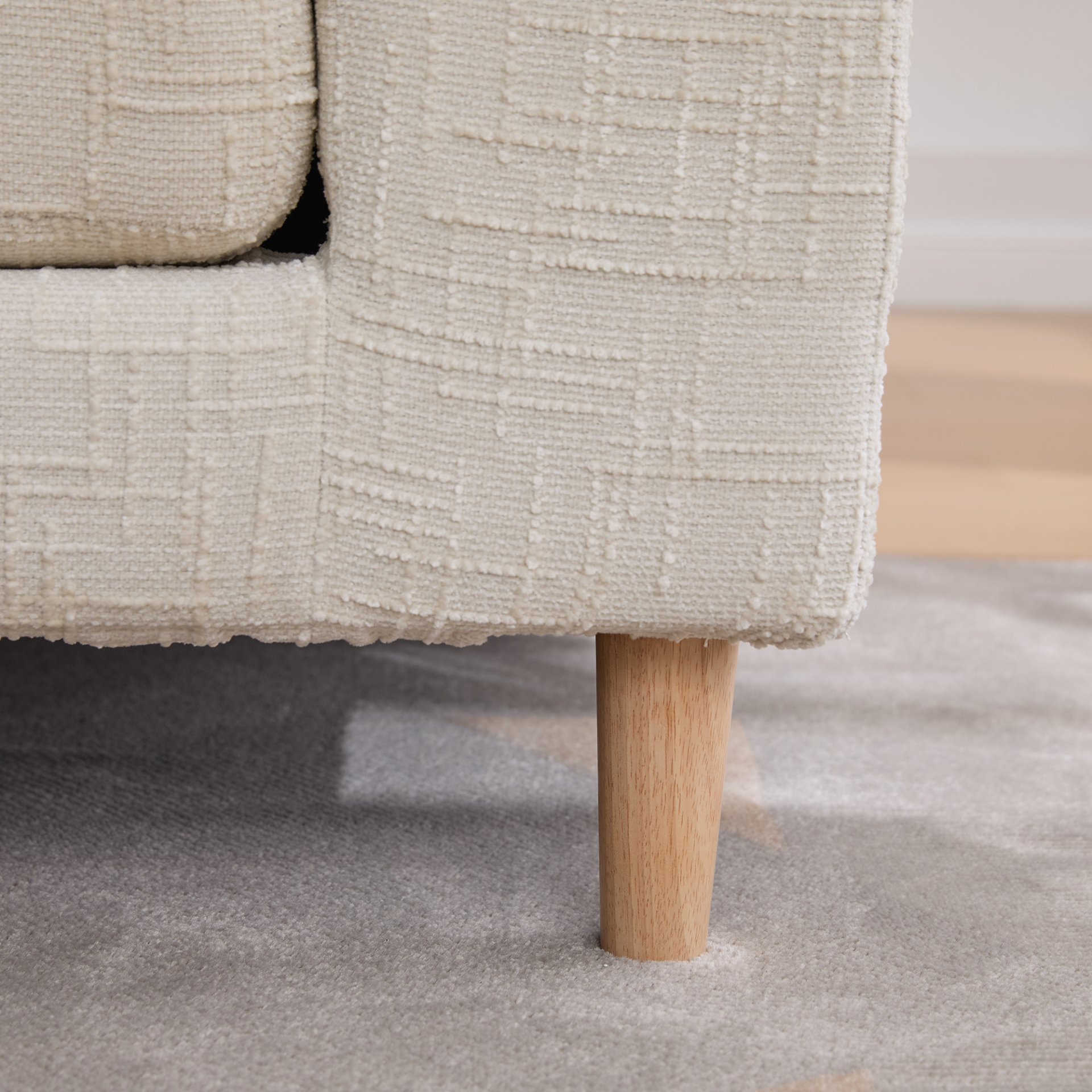 Modern Upholstered End Of Bed Bench With Armrests, Chenille Chaise Lounge Couch With Bolster Pillows, Rubberwood Legs - Beige - Image 9
