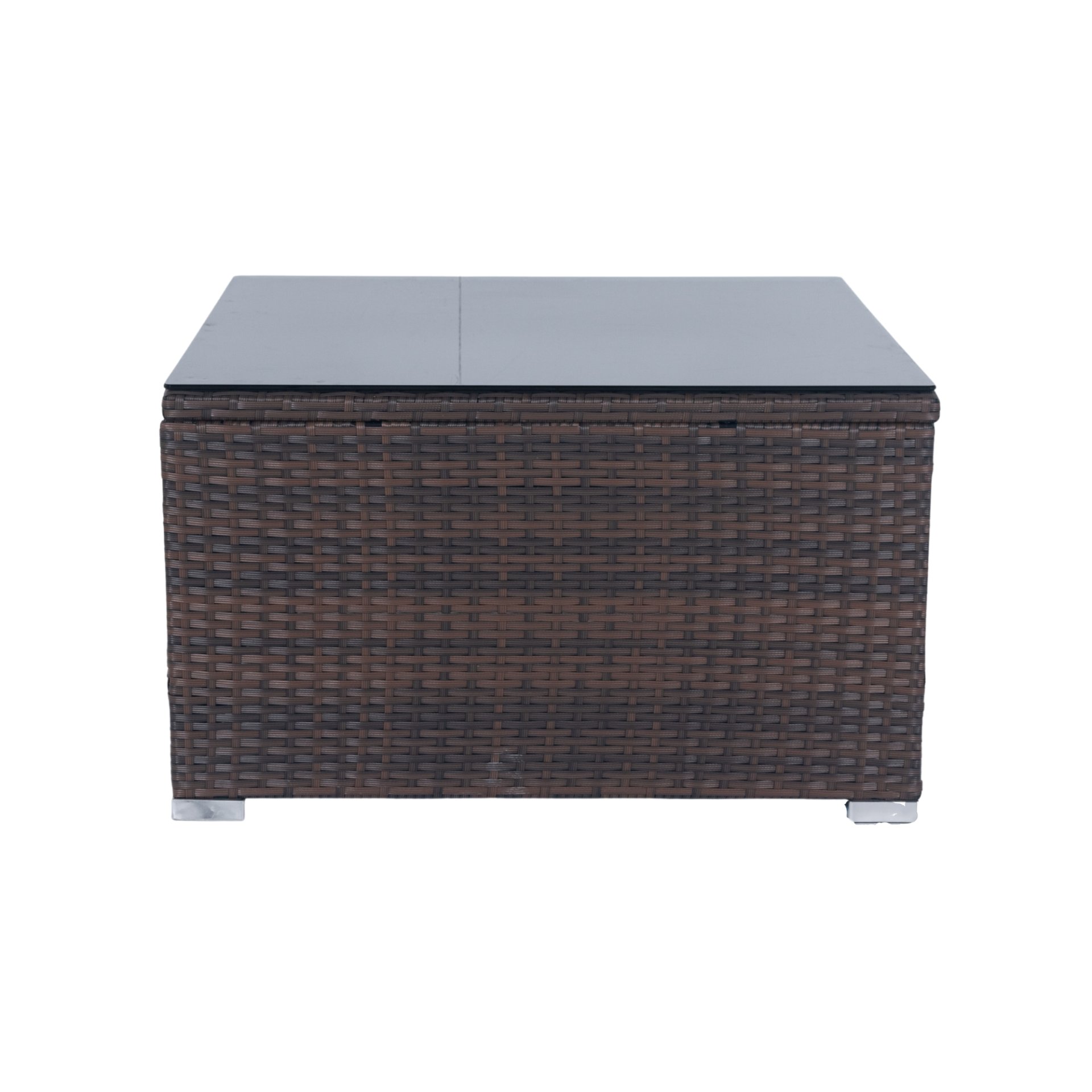 11 Piece Patio Wicker Conversation Set, 10 Seater Patio Sectional Set With 3 Storage Box Under Seat - Brown / White - Image 12