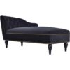 Velvet Chaise Lounge, Button Tufted Right Arm Facing Lounge Chair With Nailhead Trim For Living Room - Black - Image 2