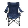 Outdoor Camping Chairs Folding Portable Adjustable Reclining Chair With Side Pockets & Cup Holder - Dark Blue - Image 8