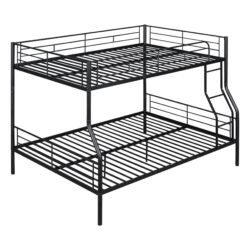 Full Long Over Queen Metal Bunk Bed - Black