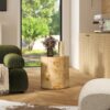 Nebula - Accent Oval Pillar Side Table - Warm Natural Brown Burl - Image 6