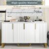 Modern Sideboard With Four Doors, Metal Handles & Legs And Adjustable Shelves Kitchen Cabinet - White - Image 6