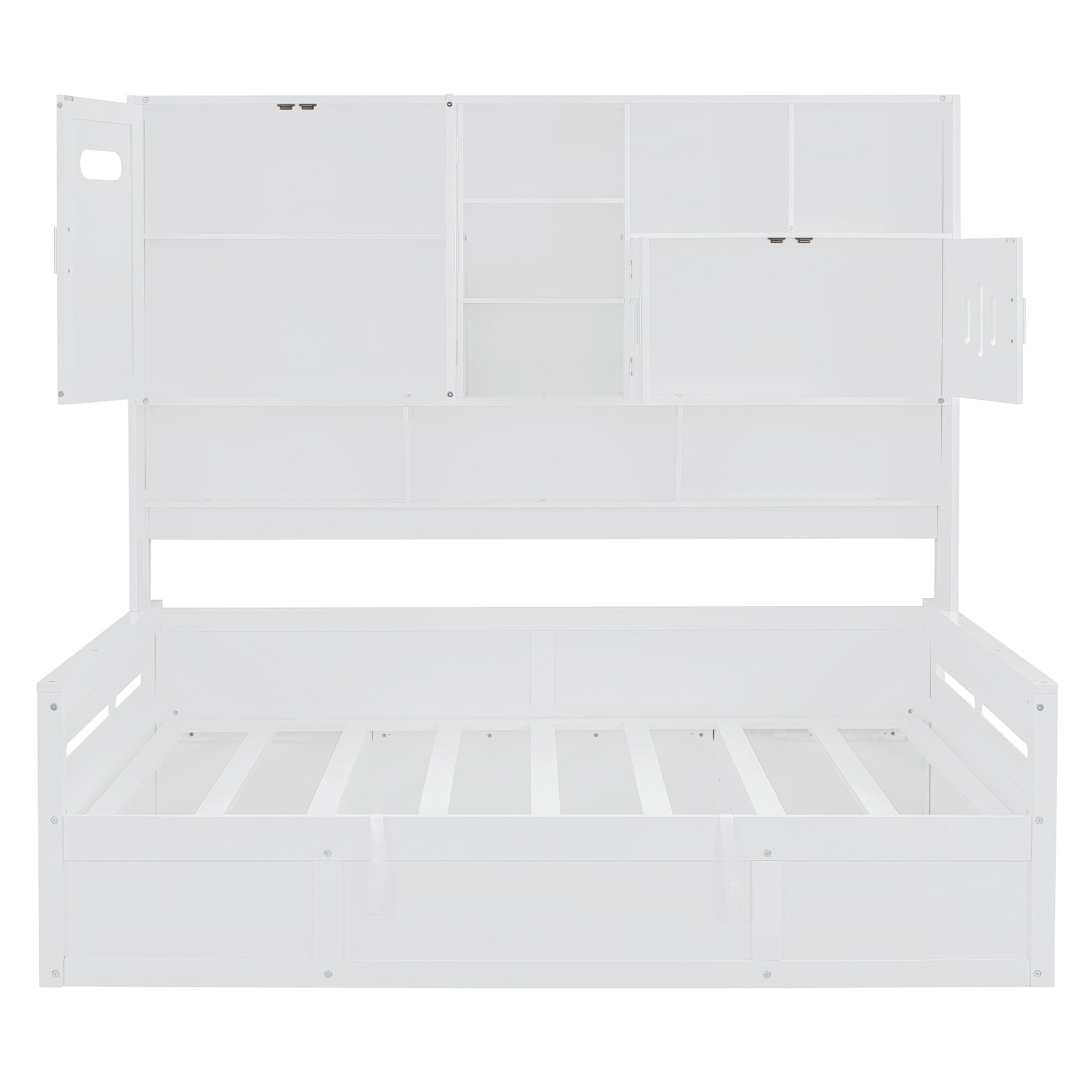 Full Size Wooden Daybed With Hydraulic Bed And All In One Cabinet And Shelf - White - Image 5