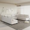 Modular Sectional Reversible U Shaped Couch Set, Free Combination Minimalist Style Oversized 8 Seat Convertible Sofa - Cream - Image 6