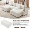 Modern Style 4 Seater Sofa Sectional Sofa Couch With Storage Space, Two Movable Ottomans, Two USB Ports, Two Cup Holders, A Phone Holder For Living Room - Beige - Image 15