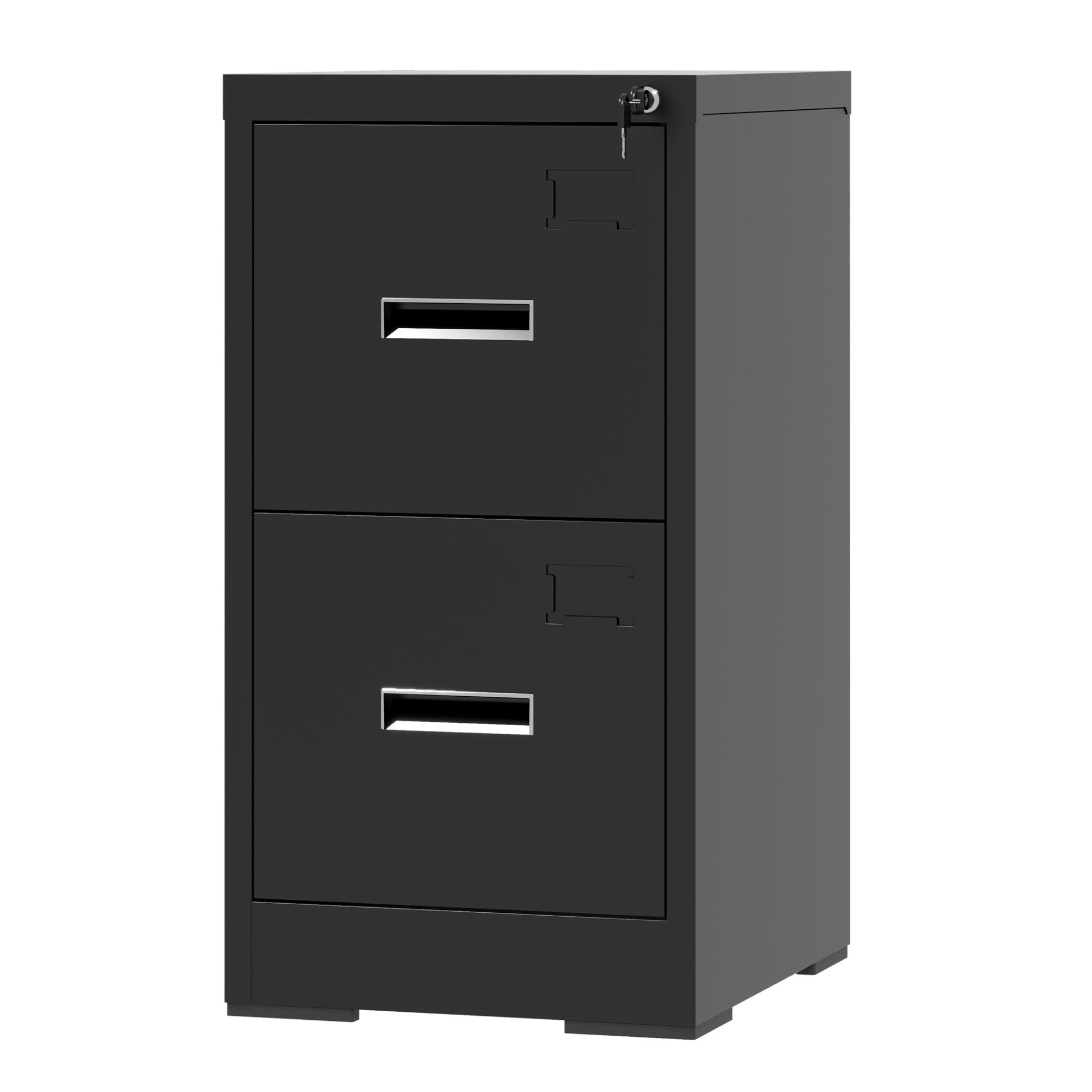 Modern 2 Drawer Metal Vertical File Cabinet With Lock And Card Slot For Office And Home Use - Black - Image 7