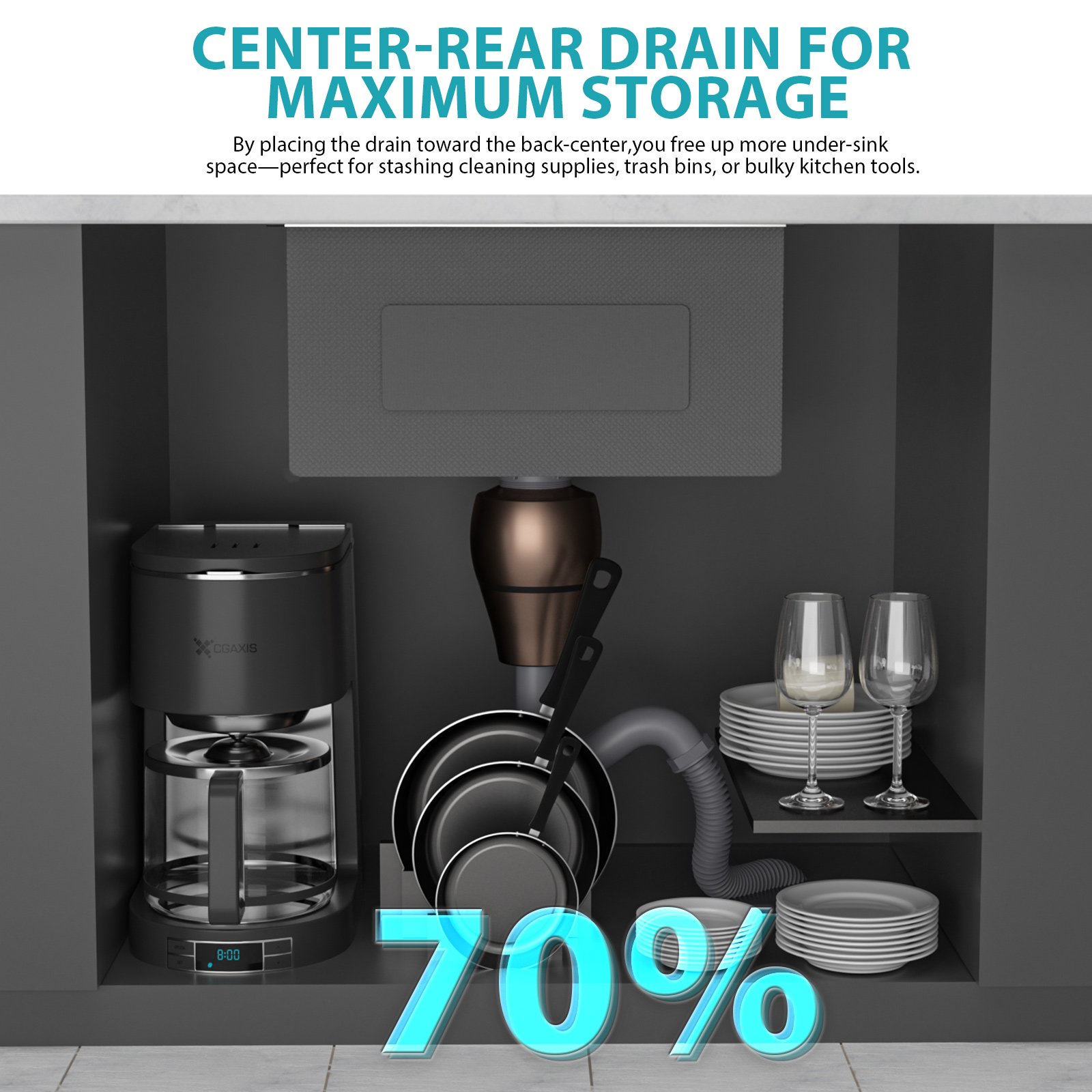 30" Drop In Kitchen Sink With Pull Out Faucet And Soap Dispenser 16 Gauge T 304 Single Bowl Topmount Sink - Gunmetal Black - Image 10