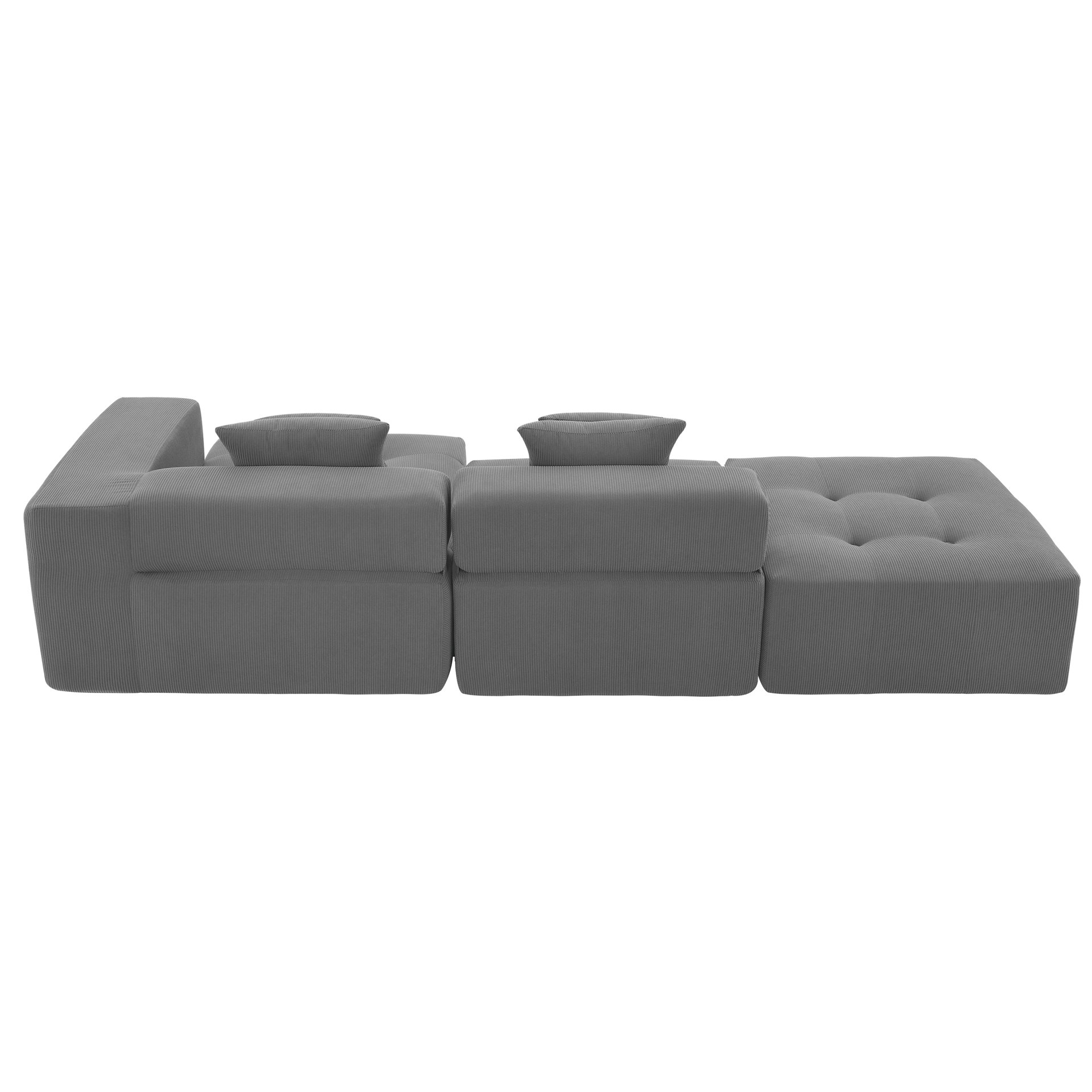 3 Piece Free Combination L Shaped Modular Sectional, Minimalist Floor Couch Set, Convertible Foam Filled Cloud Compressed Couch For Living Room - Gray - Image 16