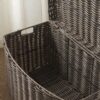 Joseph - Rectangular Curve Resin Woven Wicker Trunk With Handles Multi Purpose Storage - Walnut Brown - Image 6