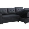 Upholstered Pull Out Sectional Sofa With Chaise - Black - Image 6