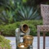 Decorative 3 Tier Bucket Fountain With Lights And Pump - Brown - Image 7