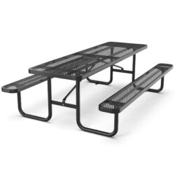 Expanded Metal Rectangular Picnic Table - Black