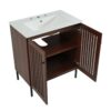 30" Vintage Bathroom Vanity With Ceramic Sink, Modern Bathroom Vanity Cabinet With 2 Soft Close Doors, Equpiied With 4 Sturdy Iron Legs - Antique Dark Brown - Image 20