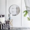 Traditional Decor Style Round Antique Glass Wall Mirror, Wall Decor For For Bathroom Entryway Console Lean Against Wall - Black - Image 3