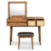 Classic Wood Makeup Vanity Set With Flip-Top Mirror And Stool, Dressing Table With Three Drawers And Storage Space - Brown - Image 6