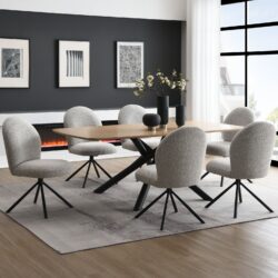 Lawton - 7 Pieces Dining Room Set - Natural / Black / Gray