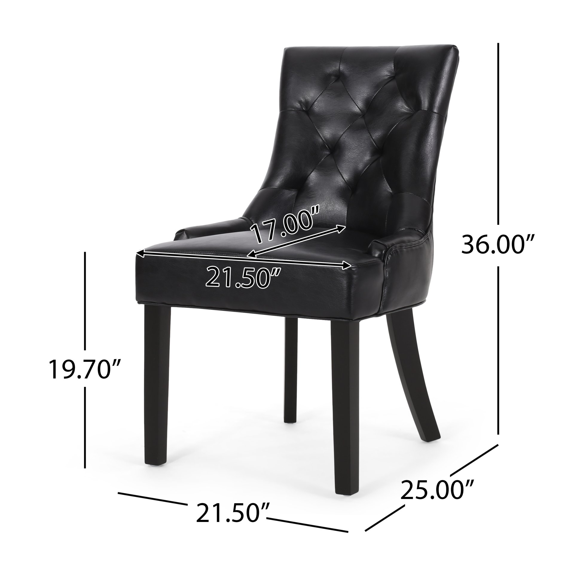 Cheney - Dining Chair (Set of 2) - Contemporary Style With Tufted Diamond Stitching - Black - Image 3
