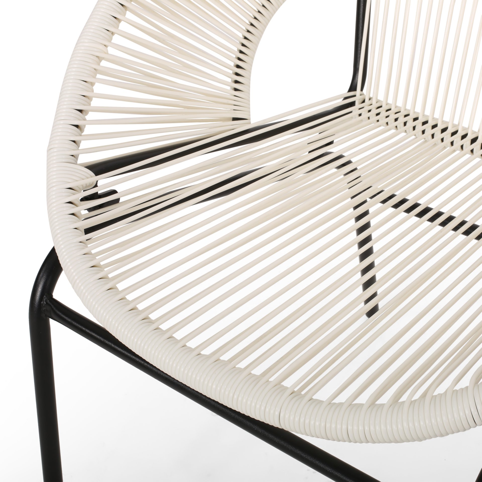 Nusa - Modern Outdoor Chair Set With Polyethylene Rattan And Iron Frame - White - Image 13