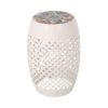 Transitional Roswell - Side Table With Tile Mosaic Top And Lace Cut Metal Frame - White - Image 5