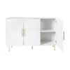 3 Door Large Storage Sideboard With Handles For Kitchen, Dining Room And Living Room, Accent Buffet Cabinet, Coffee Bar Sideboard Cabinet With 3 Doors - White / Gold - Image 16