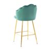 Shell Shape Velvet Bar Chair With Gold Plated Metal Legs (Set of 2) - Green - Image 8