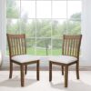 Modern Dining Chair (Set of 2) Wooden Back, Cushion Seats, Frame - Light Brown - Image 4